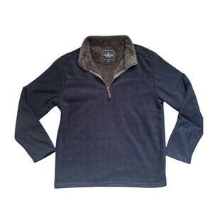 London Fog Collection Men's Blue 1/4 Zip Pullover Fleece Fully Lined Size 2XL